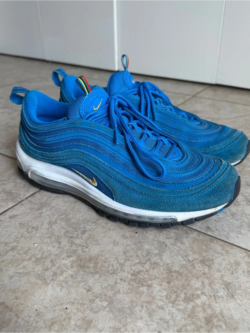 Nike Air Max 97 Blue with Gold Swoosh